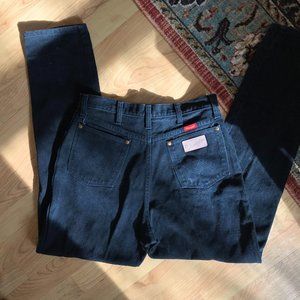 Vintage Wrangler Cowboy Cut High Waisted Mom Straight Leg Black Jeans